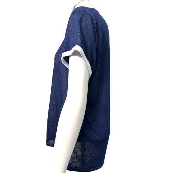 American Eagle Outfitters Sheer Short SleeDark Navy Blue Sheer T Shirt Size Larg - Picture 2 of 11